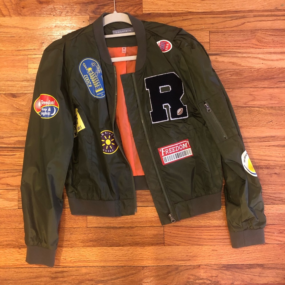 Bomber jacket with patches